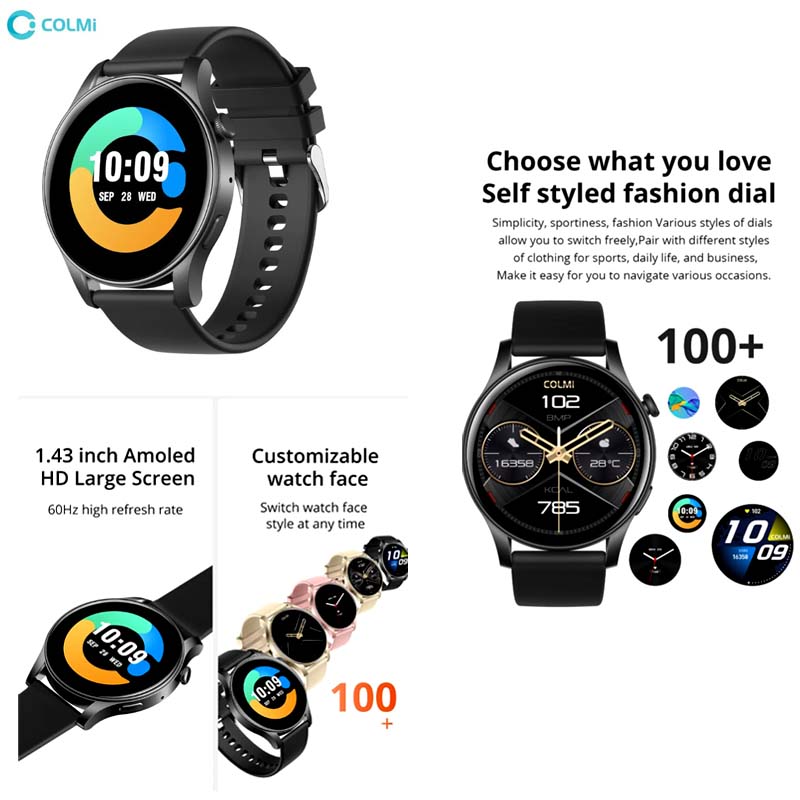 COLMI V73 Smart Watch 1.43'' AMOLED Display Health Fitness Tracking